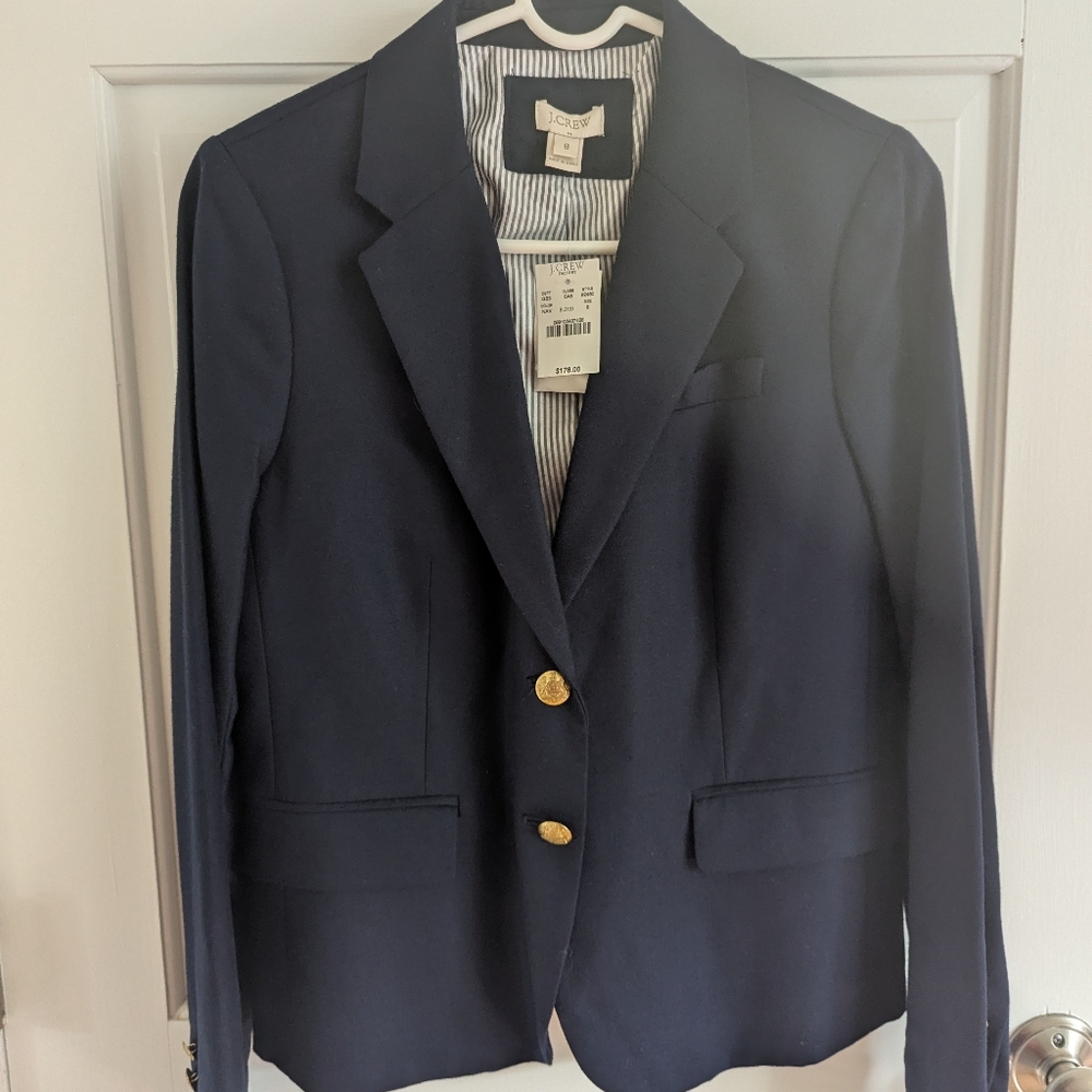 🔥🔥🔥NEW J. Crew Schoolboy Wool Blend Blazer Jacket Navy Blue